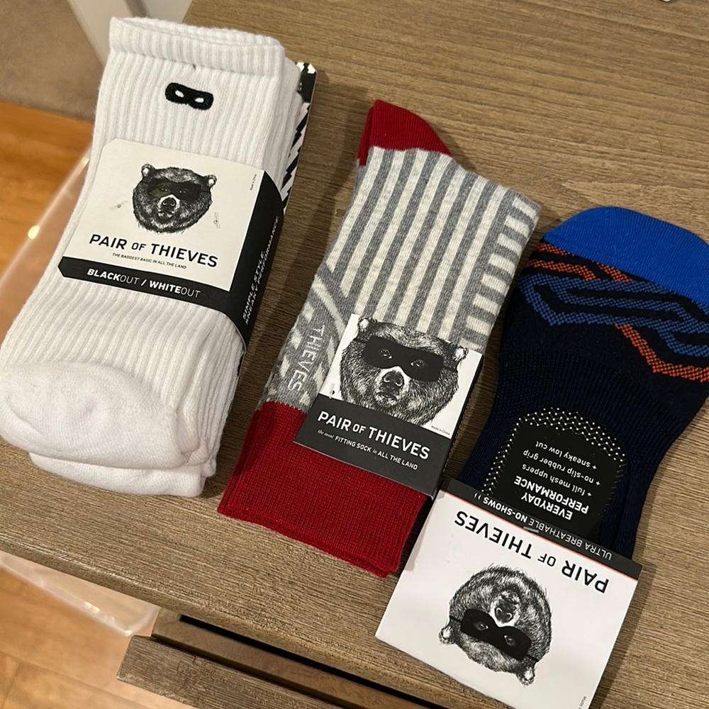 Pair of thieves - 3 sets of socks. Brand new size 8-12 men’s